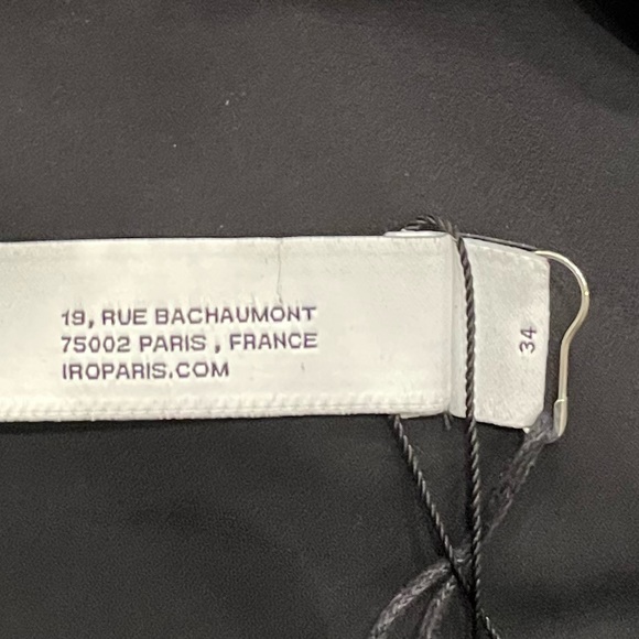 NWT IRO Flocked Silk Puff Sleeve Asymmetrical Ruffled Dress LBD Size 34 - Picture 15 of 16